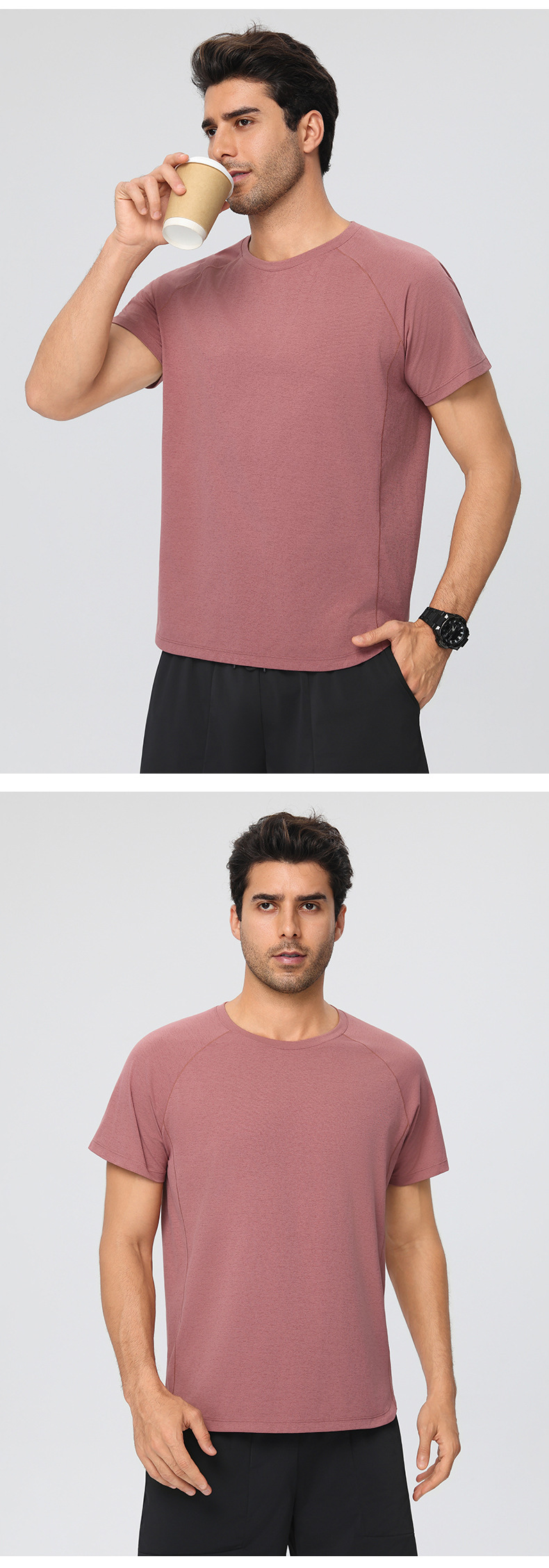 Men's Quick Dry Sporty Breathable Eco-Friendly Lightweight Sports T-Shirt Short Sleeve Solid Summer Running EFGBYEL-61204