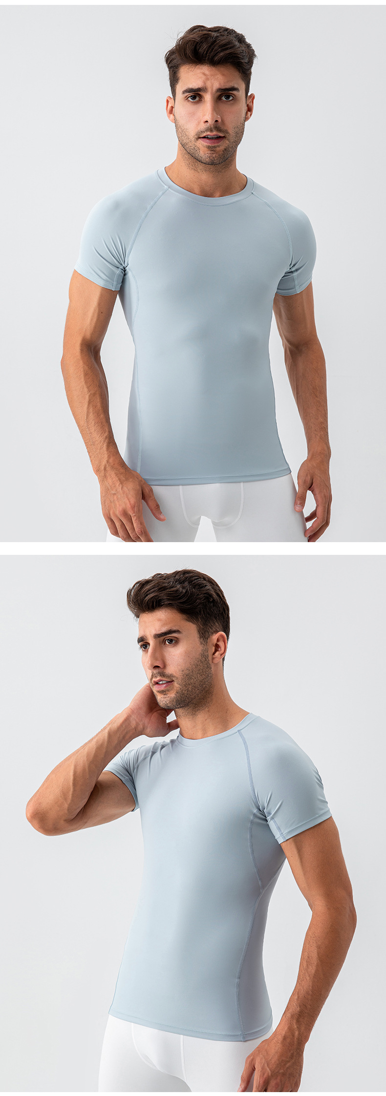 Wholesale Men's Nylon Spandex Gym T Shirt Quick Dry Athletic Muscle Fit Training Sports EFGBYEL-31227