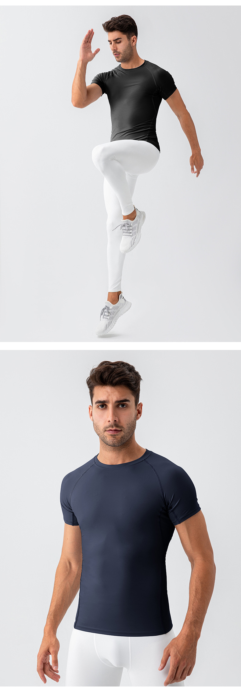 Wholesale Men's Nylon Spandex Gym T Shirt Quick Dry Athletic Muscle Fit Training Sports EFGBYEL-31227