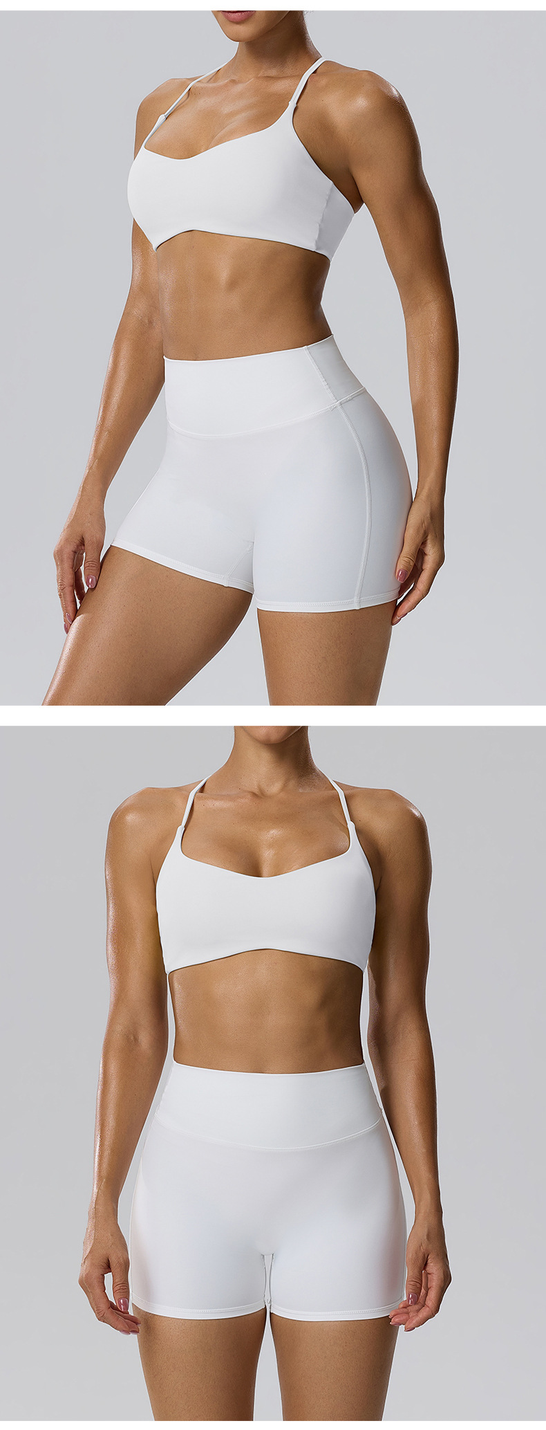 Solid Pattern Quick-drying Tight-fit Yoga Sports Fitness 2-Piece Set Women's Fitness FGBBB202 62423