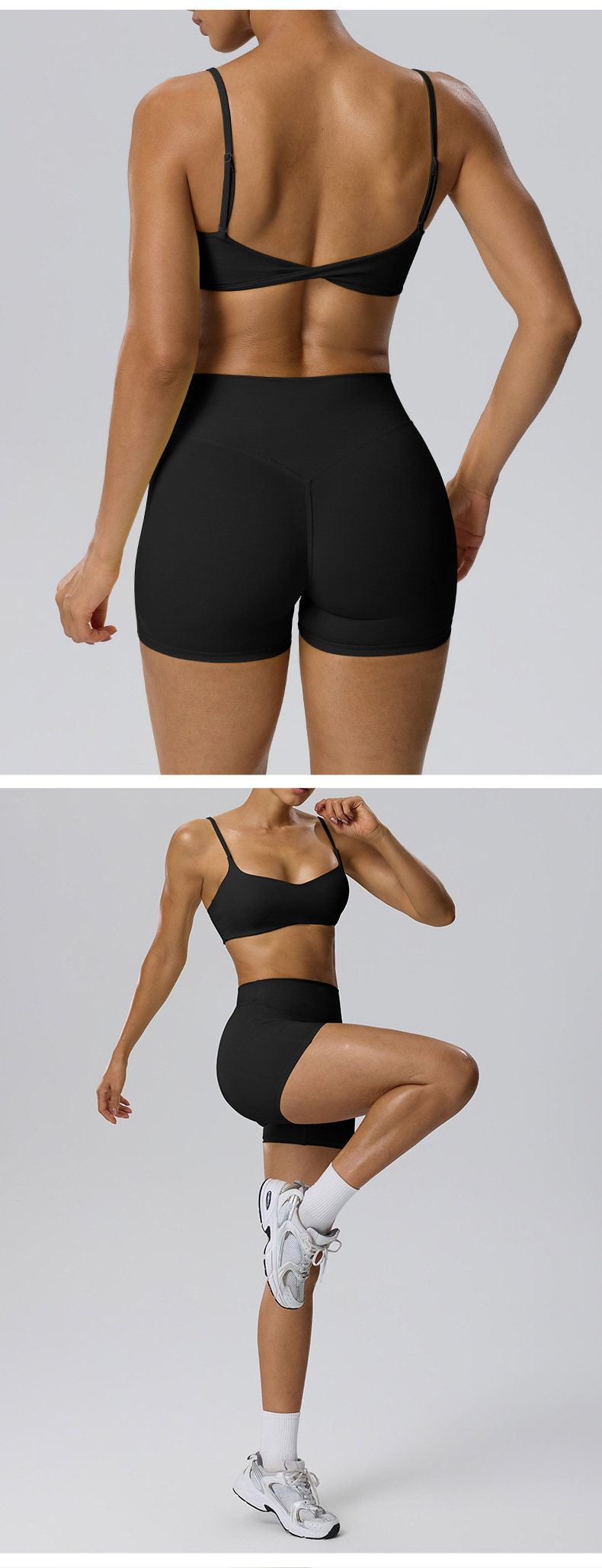 Solid Pattern Quick-drying Tight-fit Yoga Sports Fitness 2-Piece Set Women's Fitness FGBBB202 62423