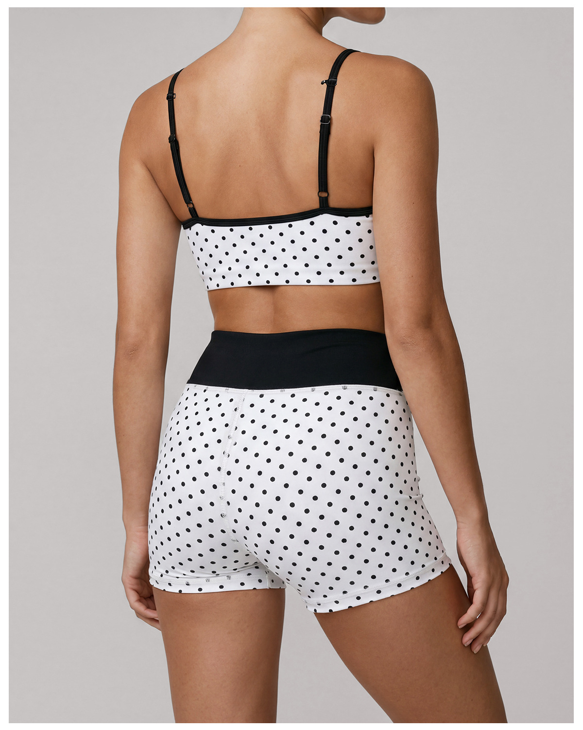 Women Polka Dot Pilates Outfit Set Ladies 2 Piece Bra and Short Pilates Workout Set FGBLD2660