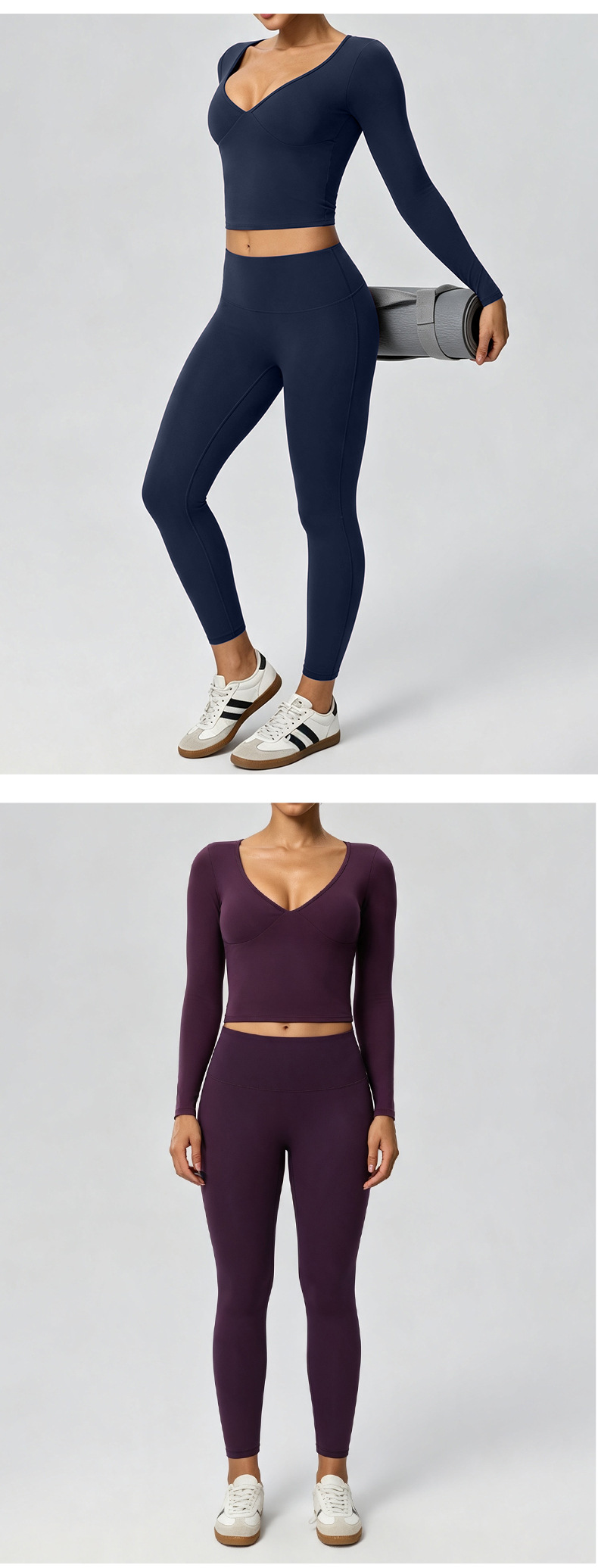 Yoga Set Women's Long Sleeve Butt Lifting Leggings Comfortable Soft Gym Running Activewear FGB62628 52341