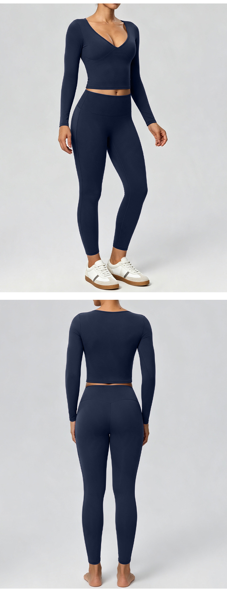Yoga Set Women's Long Sleeve Butt Lifting Leggings Comfortable Soft Gym Running Activewear FGB62628 52341