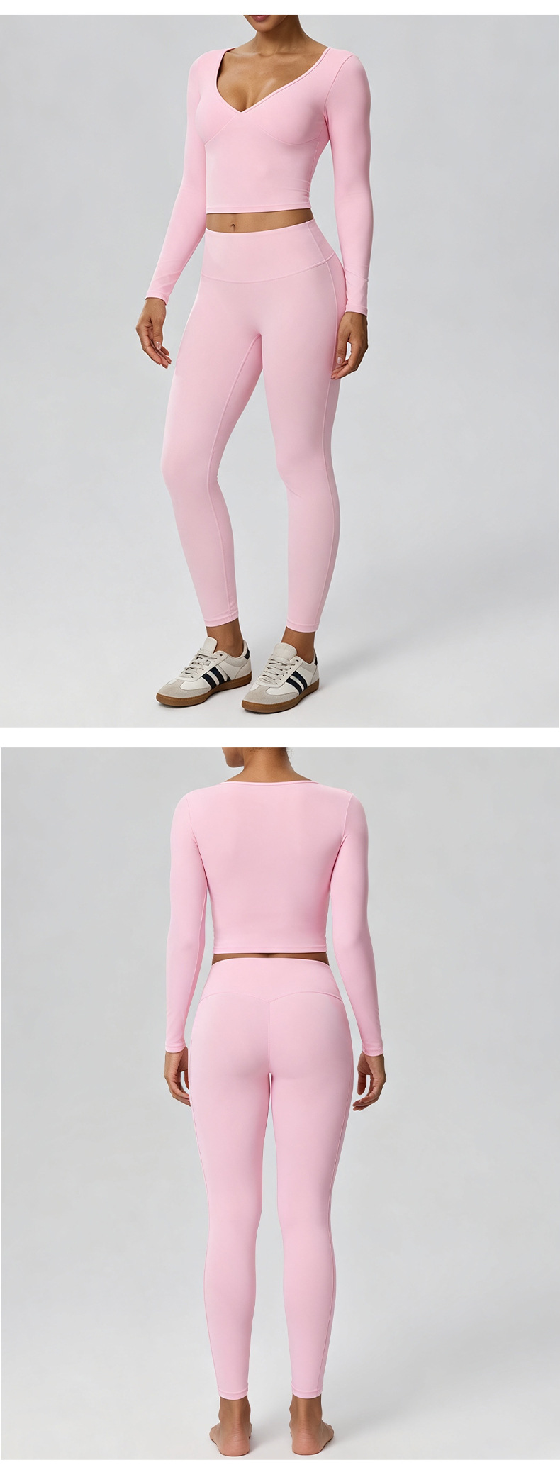 Yoga Set Women's Long Sleeve Butt Lifting Leggings Comfortable Soft Gym Running Activewear FGB62628 52341