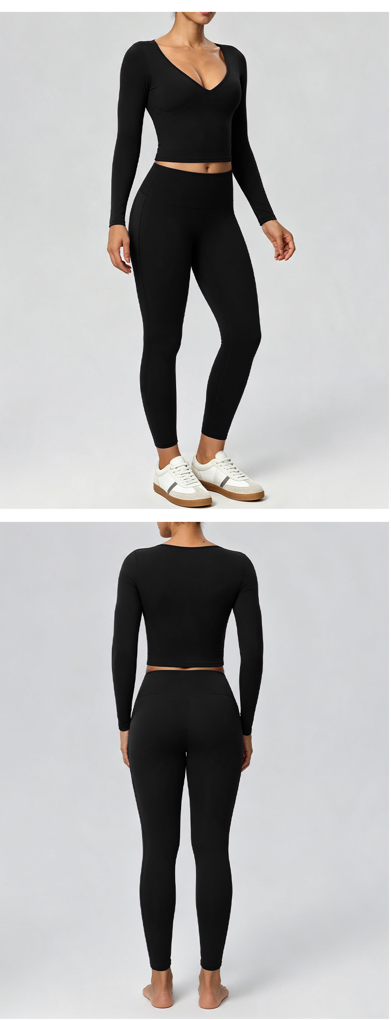 Yoga Set Women's Long Sleeve Butt Lifting Leggings Comfortable Soft Gym Running Activewear FGB62628 52341