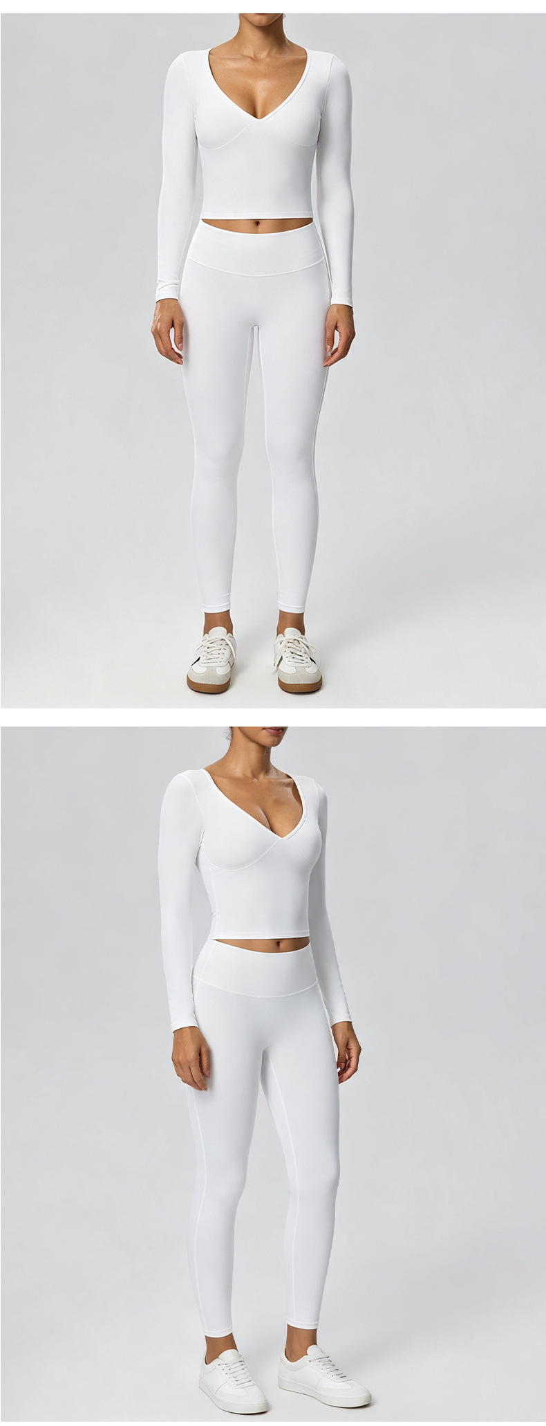 Yoga Set Women's Long Sleeve Butt Lifting Leggings Comfortable Soft Gym Running Activewear FGB62628 52341