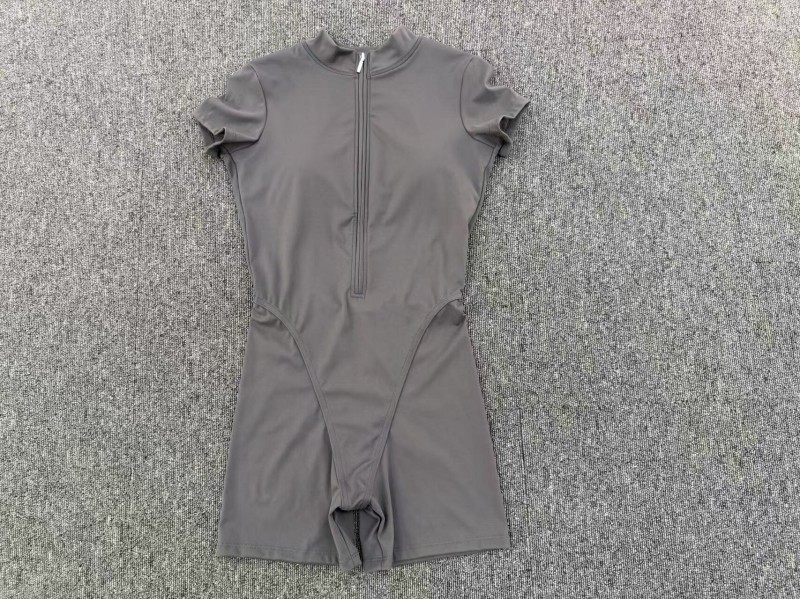 Hollowed Back Short Sleeve Zipper Jumpsuit Women's Fitness Yoga Exercise Jumpsuit FGB84057