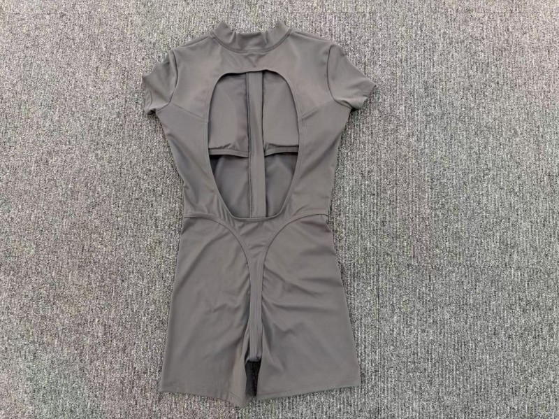Hollowed Back Short Sleeve Zipper Jumpsuit Women's Fitness Yoga Exercise Jumpsuit FGB84057