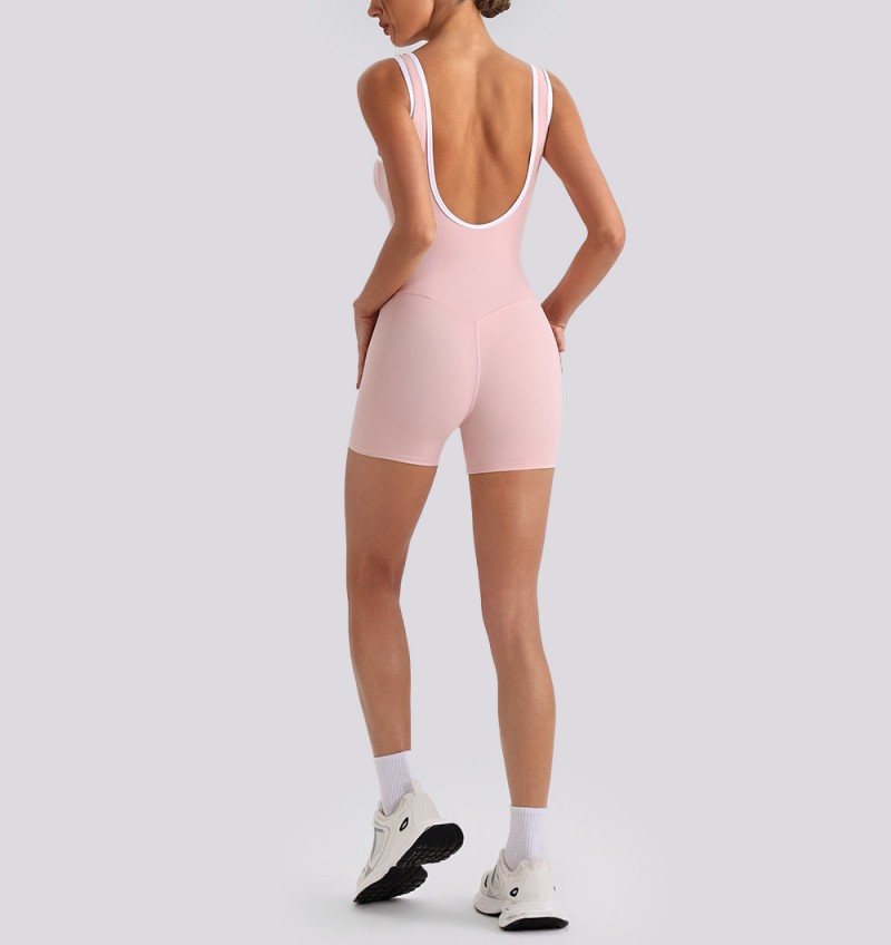 Women's Yoga Jumpsuit Backless Workout Spandex/Nylon Four-Way Stretch Quick Dry Tummy Control Butt Lifting One Piece Gym Suit FGYW1028L