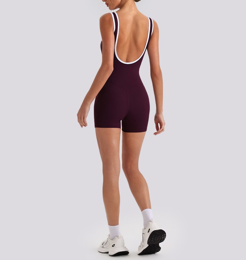 Women's Yoga Jumpsuit Backless Workout Spandex/Nylon Four-Way Stretch Quick Dry Tummy Control Butt Lifting One Piece Gym Suit FGYW1028L