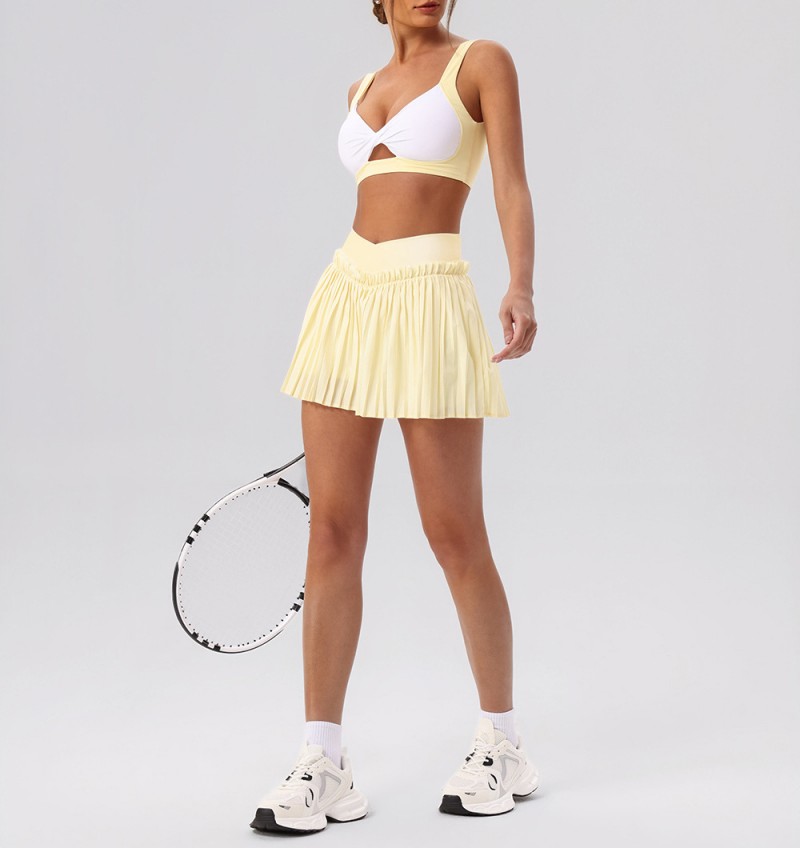 Breathable Skin Friendly Yoga Skirt Dress Set for Yoga Tennis Golf Outdoor Fitness Workout Running FGBYW606 KW471 YW608