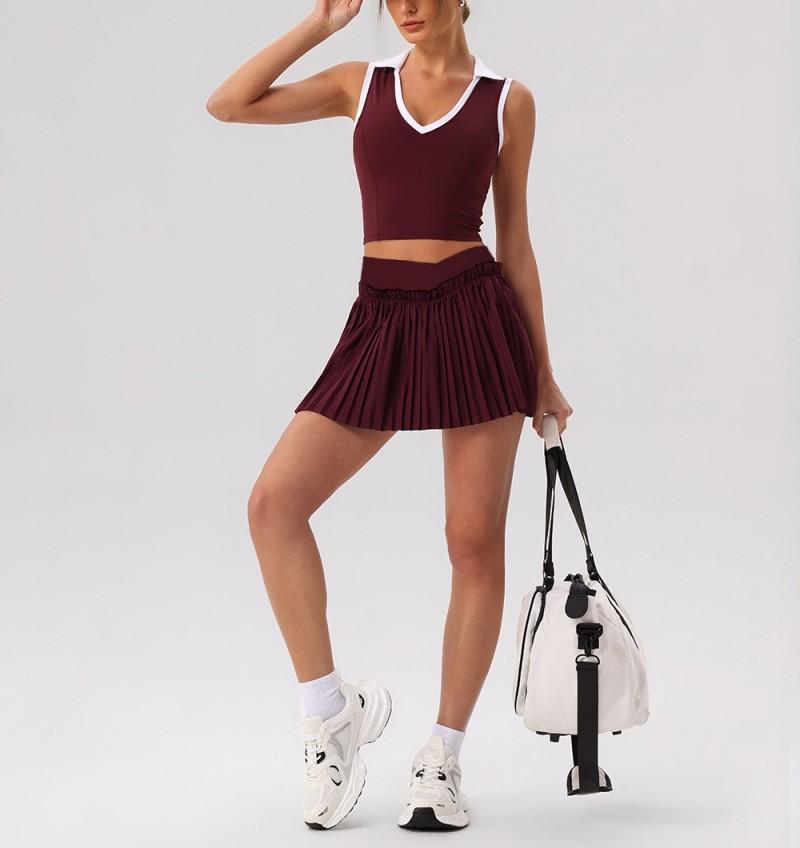 Breathable Skin Friendly Yoga Skirt Dress Set for Yoga Tennis Golf Outdoor Fitness Workout Running FGBYW606 KW471 YW608