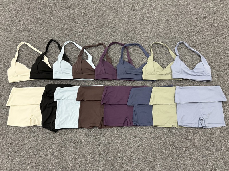 Gym Fitness Yoga Set Bra Shorts Women Quick Dry Outdoor Running Sportswear FGB7229 8402
