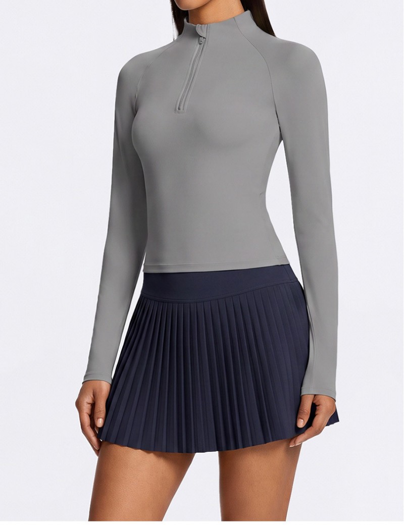 Women Sports Long Sleeve Tennis Skirts Two Pieces Sets Fitness Yoga Wear Set FGBKD255WCT304 KD235WCQ213