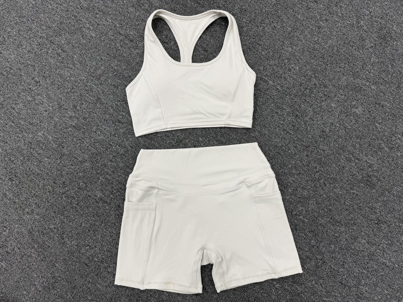 Women's Solid Color Quick-drying Yoga Clothing Set Fitness Bra Shorts for Outdoor Sports FGB5293 2116
