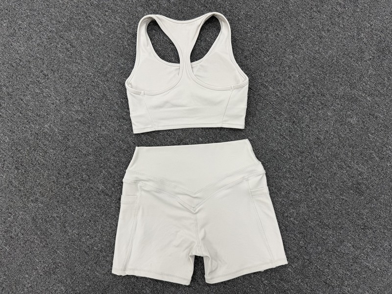 Women's Solid Color Quick-drying Yoga Clothing Set Fitness Bra Shorts for Outdoor Sports FGB5293 2116