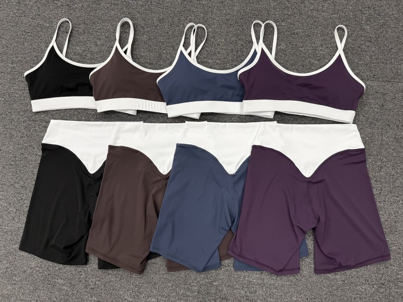 Yoga Set Women 2 Piece Outfit High Waist Shorts 4 Way Stretch Quick Dry Gym Fitness Wear FGB6211 5397