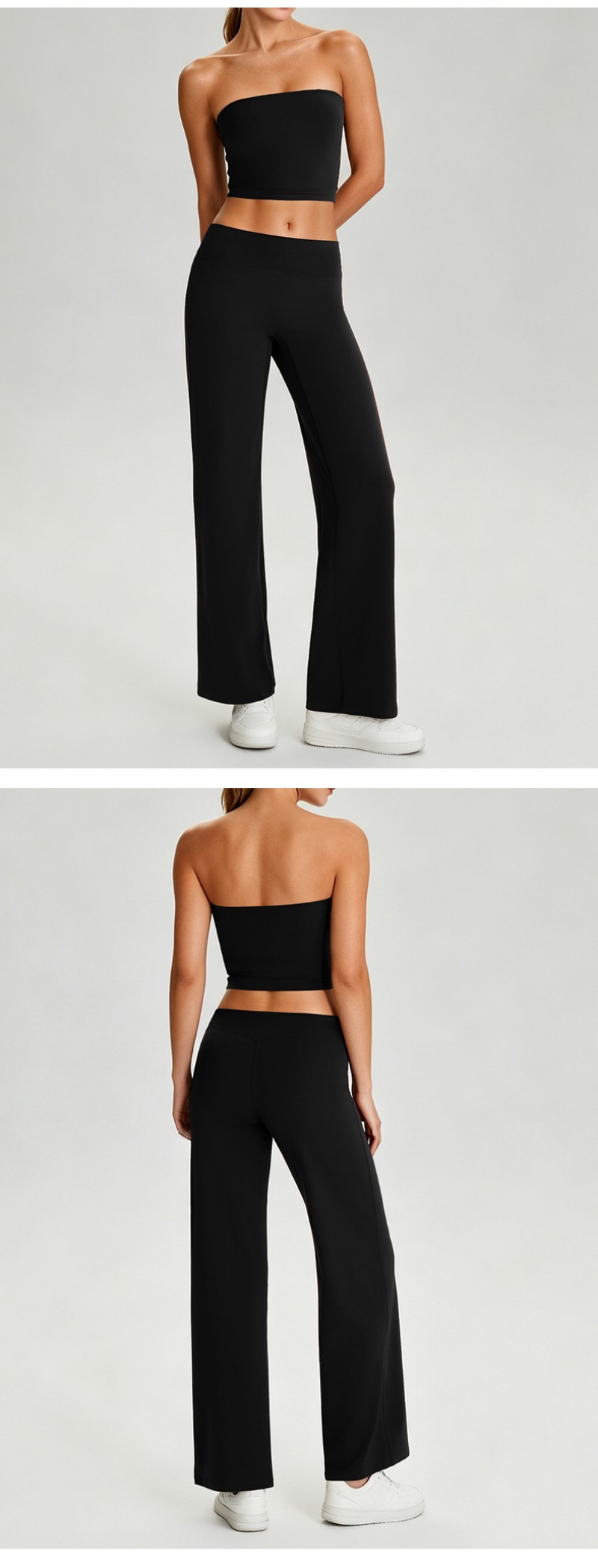 Women Two Piece Yoga Set, Padded Tube Top Cutout Back Fashion Athletic Outfit for Gym Running Workout FGB62110 62312