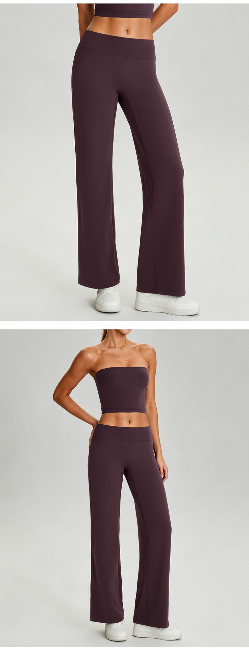 Women Two Piece Yoga Set, Padded Tube Top Cutout Back Fashion Athletic Outfit for Gym Running Workout FGB62110 62312