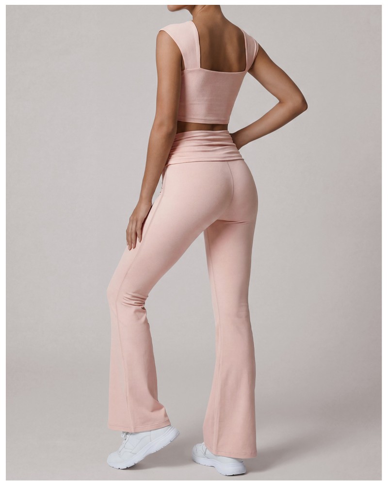 Women Quick Dry Yoga Flared Nylon Fitness Sets Pants Activewear Sets Sport Gym Yoga Wear Suit Set FGBLD2669