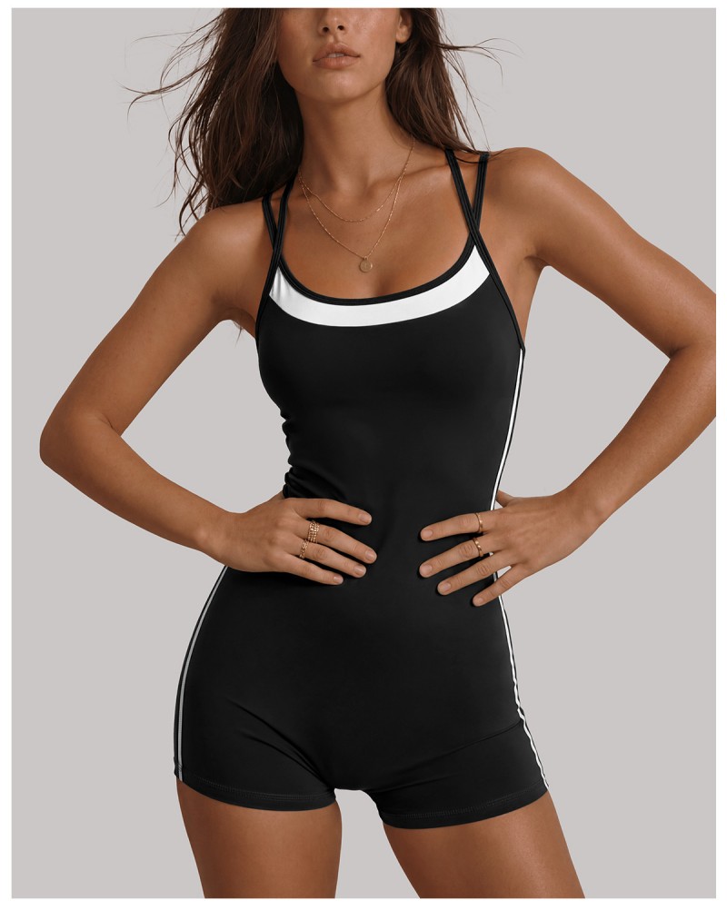 Women's Backless Yoga Workout Jumpsuit Shorts Lightweight Four-Way Stretch FGBYP26025