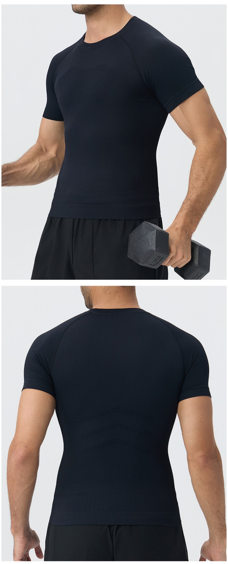 Summer Men's Sporty Solid Short Sleeve Loose Outdoor Training Running Quick-drying Breathable T-shirt EFGBYEL-L03