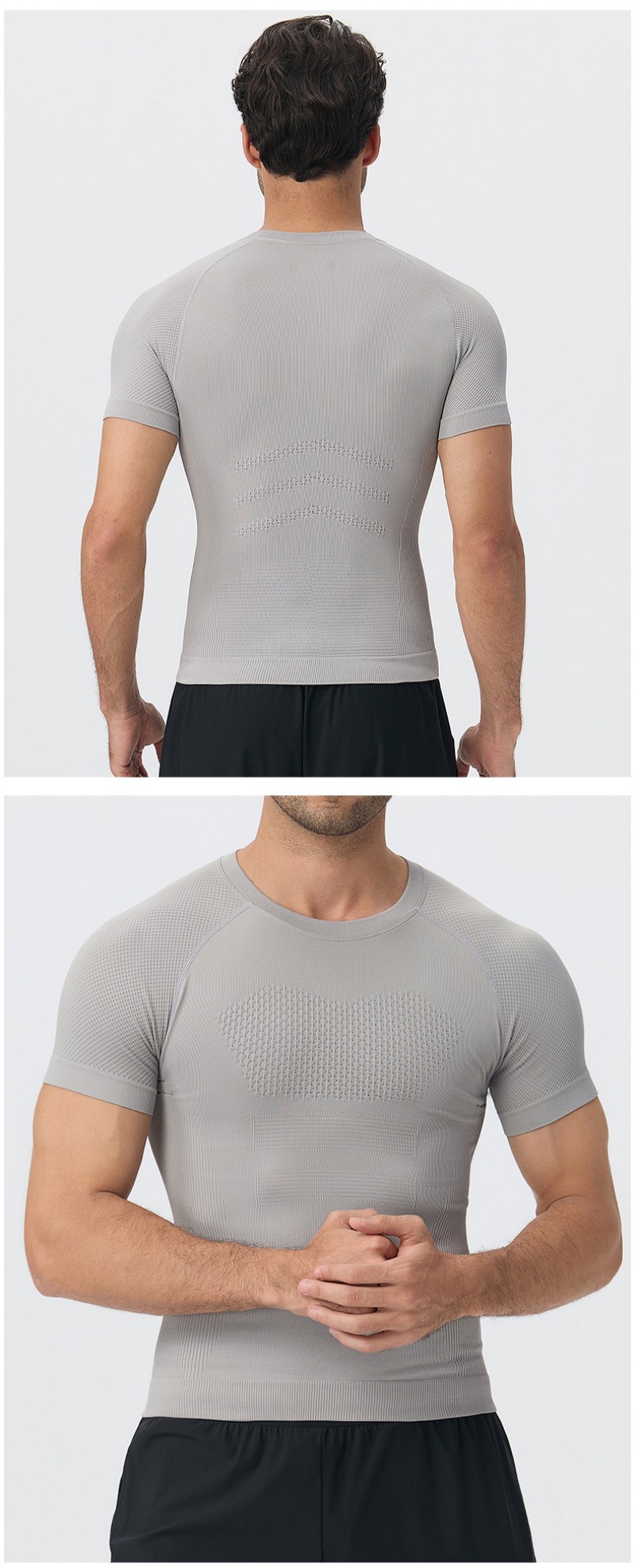 Summer Men's Sporty Solid Short Sleeve Loose Outdoor Training Running Quick-drying Breathable T-shirt EFGBYEL-L03