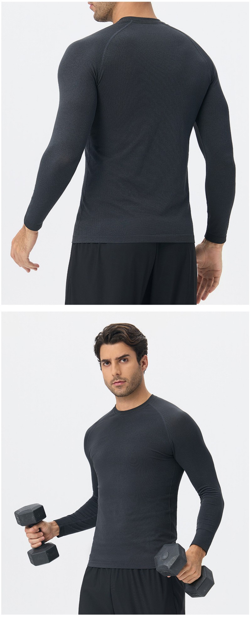 Wholesale Fitness Men Long Sleeve Running Sports Gym Seamless EFGBYEL-L56