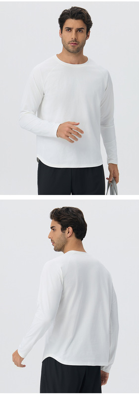 Solid Sports Long Sleeve Shirt Crew Neck Quick Drying Polyester Sports Yoga Fitness Running EFGBYEL-61529