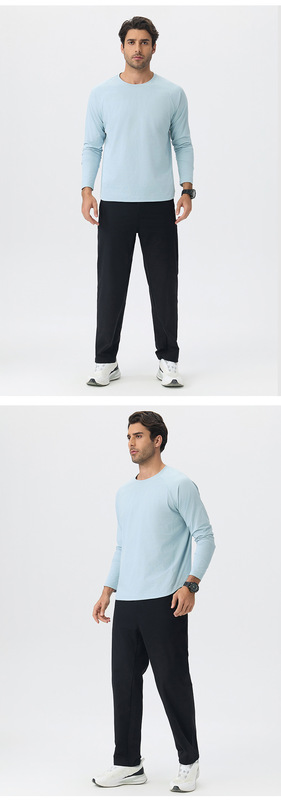 Solid Sports Long Sleeve Shirt Crew Neck Quick Drying Polyester Sports Yoga Fitness Running EFGBYEL-61529