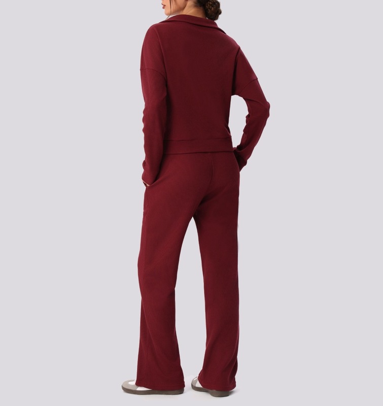 Loose Lady Sports Yoga Fitness Gym Workout Long Sleeves Tops and Pant Set for Women FGBYW596 KW463