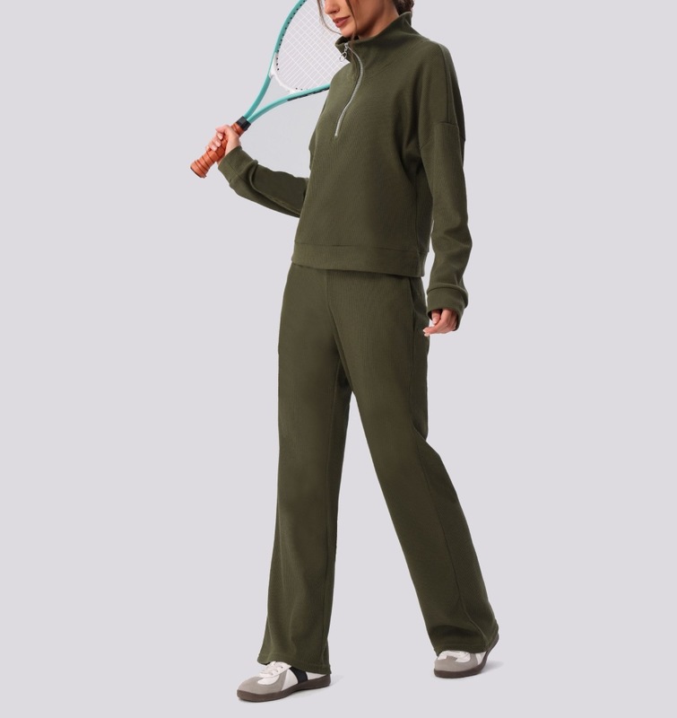 Loose Lady Sports Yoga Fitness Gym Workout Long Sleeves Tops and Pant Set for Women FGBYW596 KW463