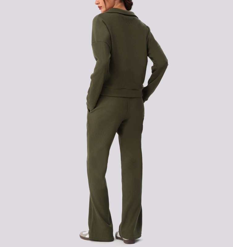 Loose Lady Sports Yoga Fitness Gym Workout Long Sleeves Tops and Pant Set for Women FGBYW596 KW463
