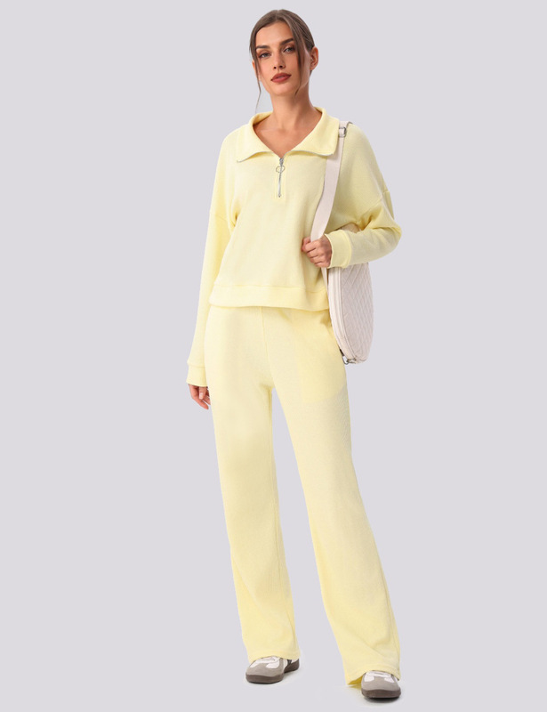 Loose Lady Sports Yoga Fitness Gym Workout Long Sleeves Tops and Pant Set for Women FGBYW596 KW463