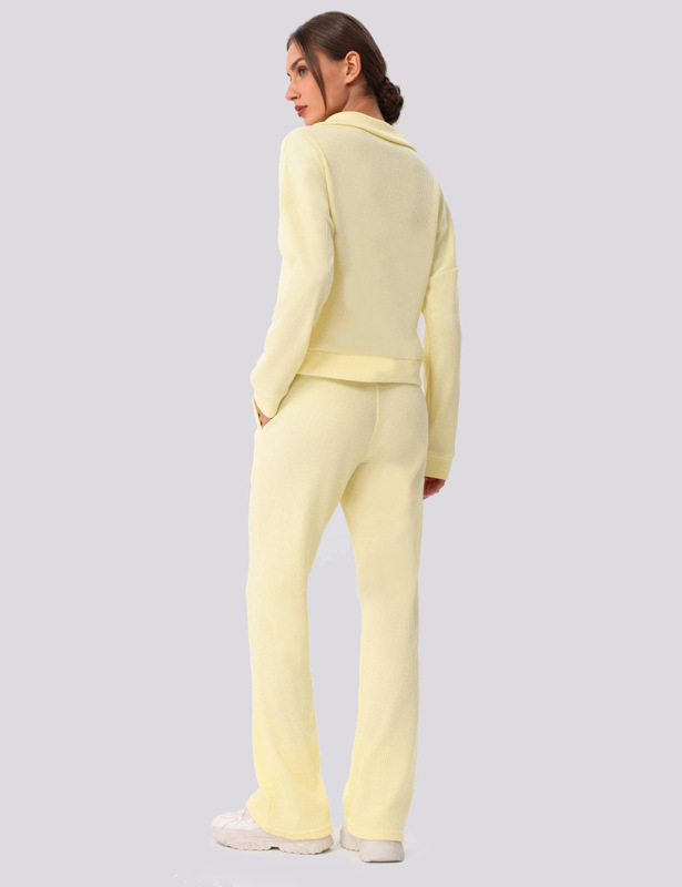 Loose Lady Sports Yoga Fitness Gym Workout Long Sleeves Tops and Pant Set for Women FGBYW596 KW463