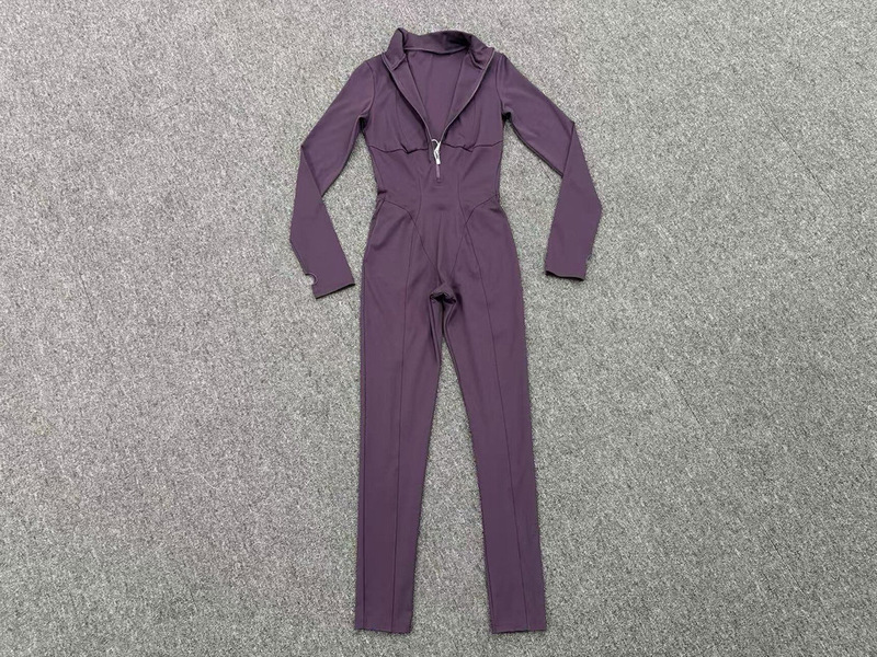 Women One Piece Bodysuit Workout Zip Yoga Fitness Wear Gym Tennis Jumpsuits FGBQS1590