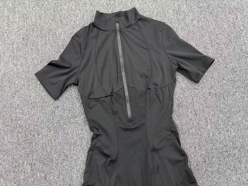 Gym One Piece Yoga Zipper Short Sleeve Fitness Jumpsuit for Women FGBQS2680
