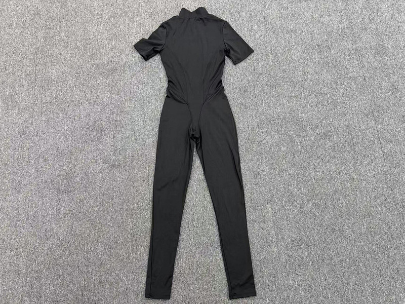 Gym One Piece Yoga Zipper Short Sleeve Fitness Jumpsuit for Women FGBQS2680