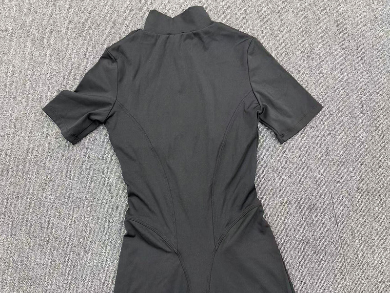 Gym One Piece Yoga Zipper Short Sleeve Fitness Jumpsuit for Women FGBQS2680