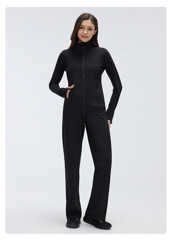 Yoga Set Jacket Pants Straight-Leg Pants 2-Piece Breathable Womens Gym FGBD26105 D26104