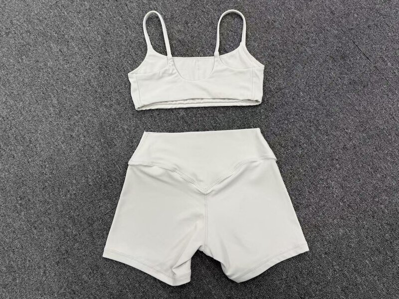 Women's Solid Color Yoga Clothing Set Fitness Bra Top Shorts Waist for Outdoor Sports FGBQS3599 5610