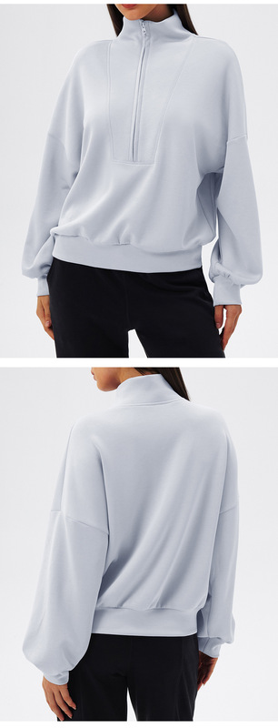 Half Zipper Fit Breathable Long Sleeve Front Gym Outdoor FGBYEL24301