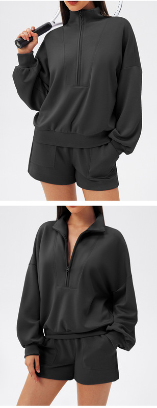 Half Zipper Fit Breathable Long Sleeve Front Gym Outdoor FGBYEL24301