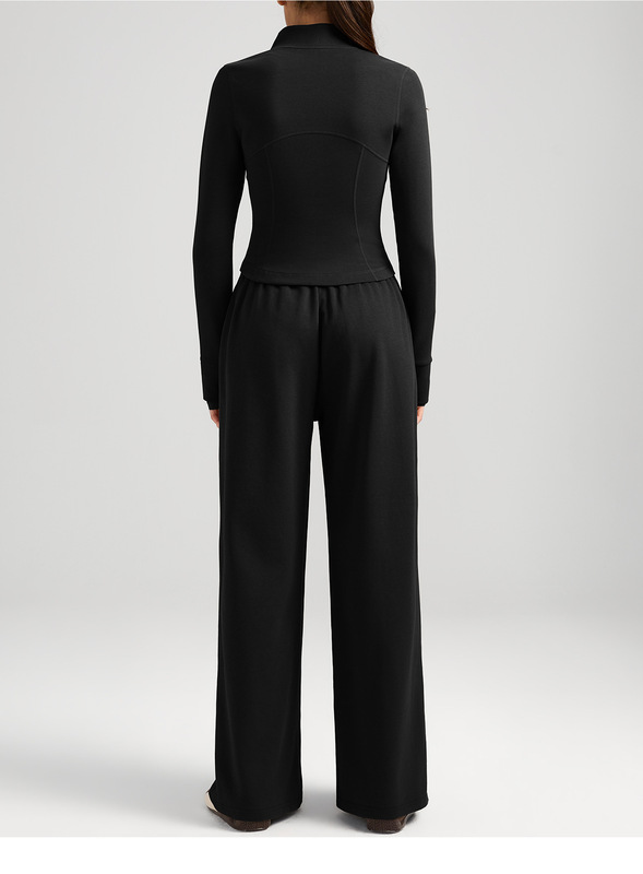 Women 2 Piece Yoga Set Pants Zip Solid Color Breathable Full Length Sports Wear Pockets FGBYEL62623 62343
