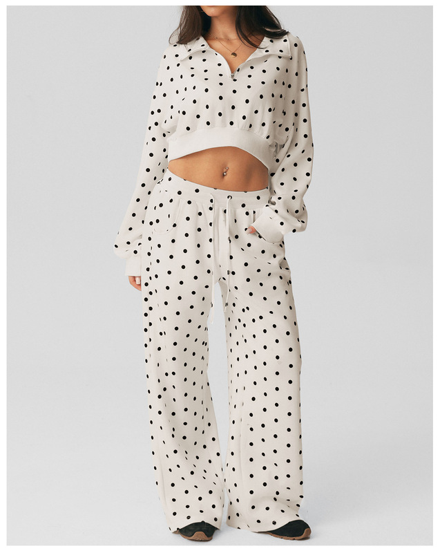 Polka Dot Workout Outfits Fitness Pants Set Custom Logo Gym Clothes 2 Piece Yoga Sets for Women FGBSM2643
