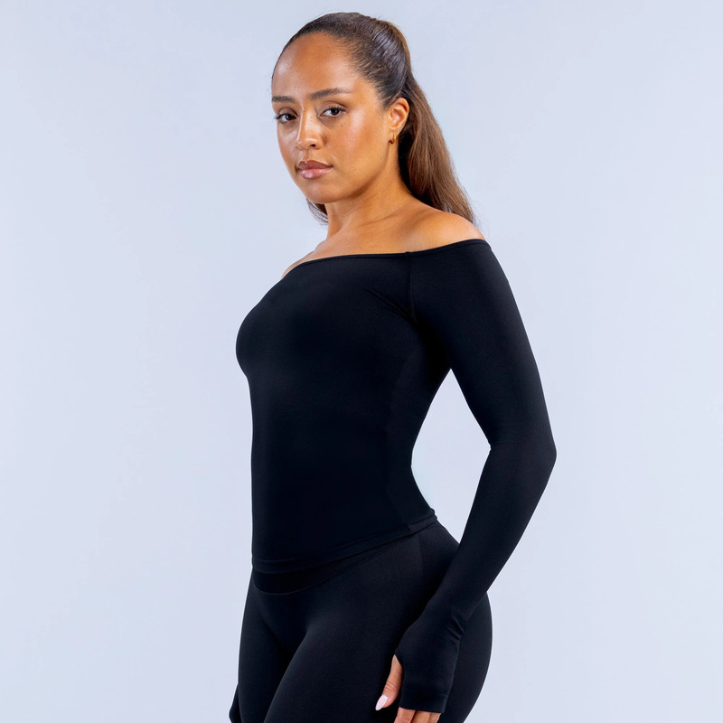 Women's Off-the-Shoulder Long-Sleeved Top Breathable Tops FGB6482