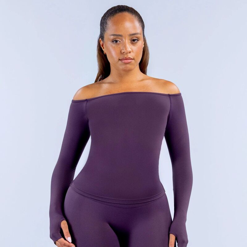 Women's Off-the-Shoulder Long-Sleeved Top Breathable Tops FGB6482