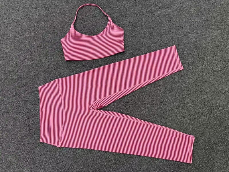 Women's Solid 2-Piece Yoga Training Set Bra and Knee-length Leggings Breathable FGBQS6117 2568