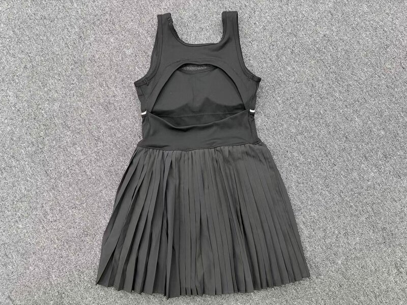 Women One Piece Tennis Dress Backless Square Neck Pleated Skirt Built Shorts Padded Quick Dry FGBQS21151